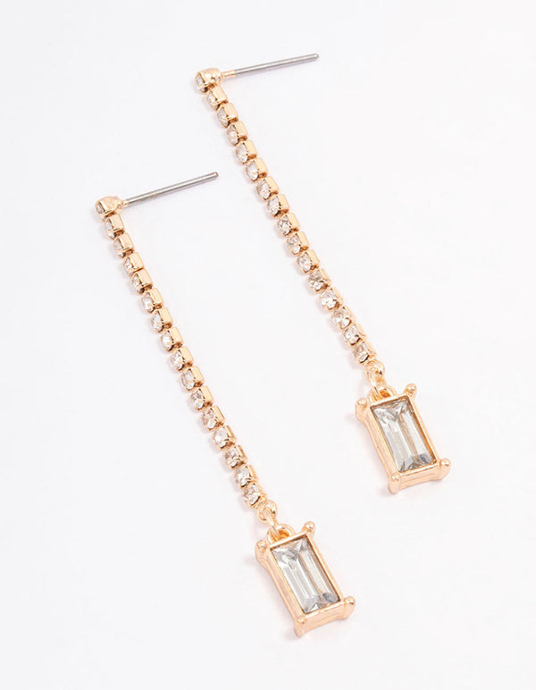 Gold Cup Chain Radiant Drop Earrings