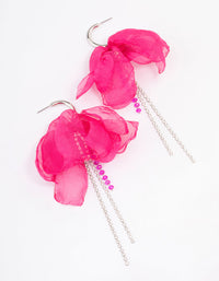 Silver & Pink Flower Cup Chain Drop Earrings - link has visual effect only