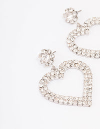 Silver  Diamante Heart Drop Earrings - link has visual effect only