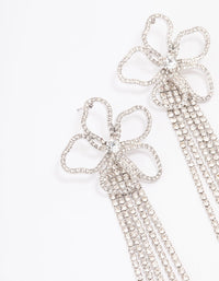 Silver Diamante Flower  Cup Chain Drop Earrings - link has visual effect only