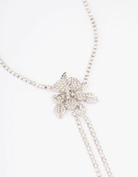Silver Cup Chain Diamante Flower Necklace - link has visual effect only