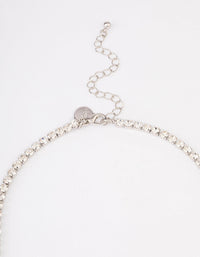Silver Cup Chain Diamante Flower Necklace - link has visual effect only