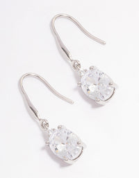 Silver Oval Cubic Zirconia Hook Drop Earrings - link has visual effect only