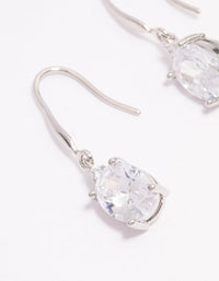Silver Oval Cubic Zirconia Hook Drop Earrings - link has visual effect only