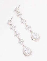 Silver Leaf Halo Pear Drop Earrings - link has visual effect only