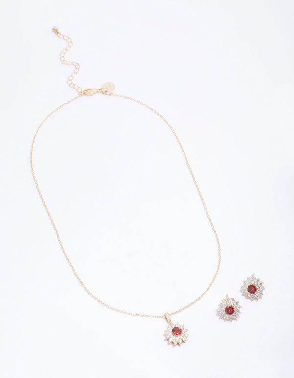 Gold Cubic Zirconia Daisy Jewellery Set