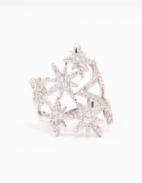 Silver Multi Star Cubic Zirconia Cocktail Ring - link has visual effect only