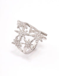Silver Multi Star Cubic Zirconia Cocktail Ring - link has visual effect only