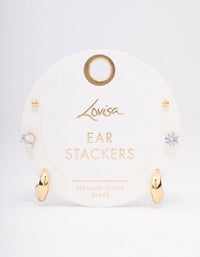 Gold Plated Brass Tapered Hoop Earrings 3-Pack - link has visual effect only