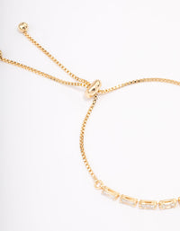 Gold Plated Brass Cubic Zirconia Baguette Bracelet - link has visual effect only