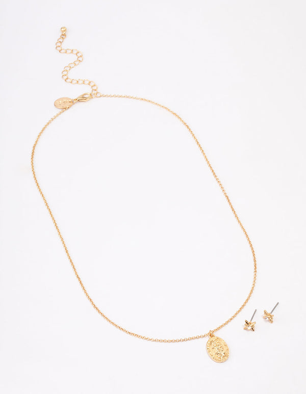 Gold Plated Coin Pendant Jewellery Set