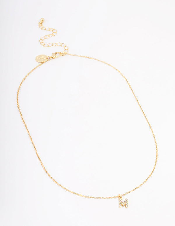 Letter M Gold Plated Initial Pendant Necklace