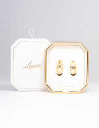 Gold Plated Bold Textured Hoop Earrings - link has visual effect only