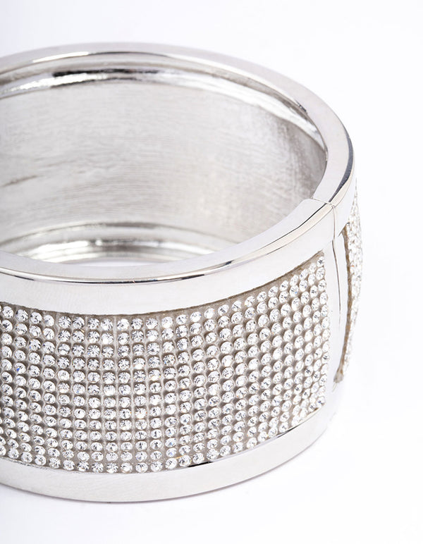 Silver Cluster Diamante Wrist Cuff