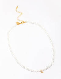 Gold Plated Pearl Letter L Pendant Necklace - link has visual effect only