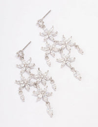 Silver Cubic Zirconia  Flower Chandelier Drop Earrings - link has visual effect only