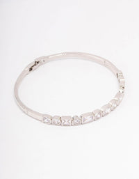 Silver Cubic Zirconia Mixed Shape Stone Bangle - link has visual effect only