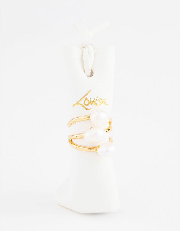 Gold Plated Triple Pear Cluster Ring