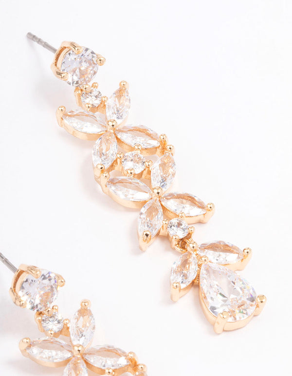 Gold Flower Trail Drop Earrings