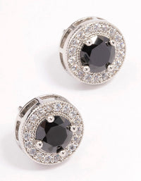 Silver Pave Circle Stud Earrings - link has visual effect only