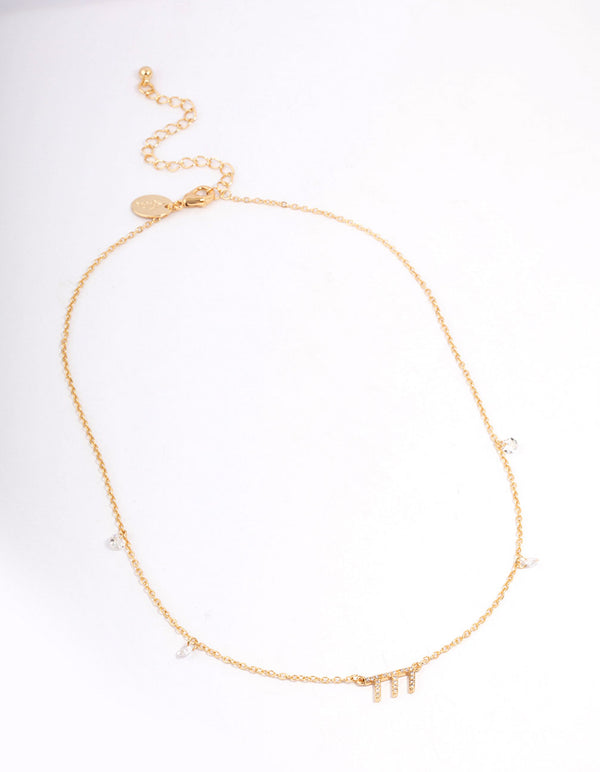 Gold Plated 777 Angel Number Cubic Zirconia Pendant Necklace