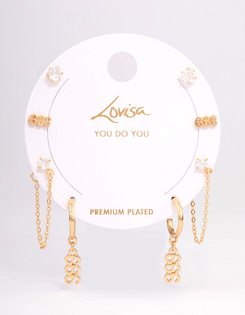 Gold Plated 999 Angel Number Earring Pack