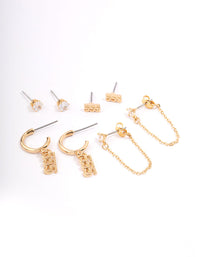 Gold Plated 555 Angel Number Earring Pack - link has visual effect only