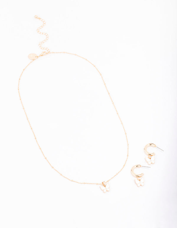 Gold Small Butterfly Jewellery Set