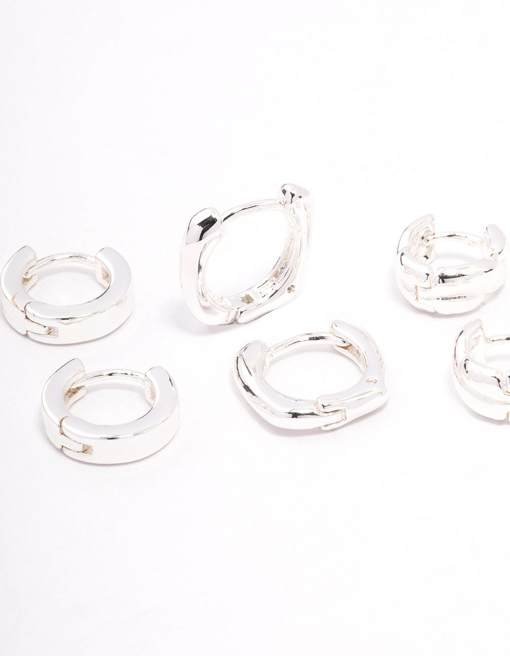 Silver Plated Brass  Chunky Rope Huggie Earring 3-Pack
