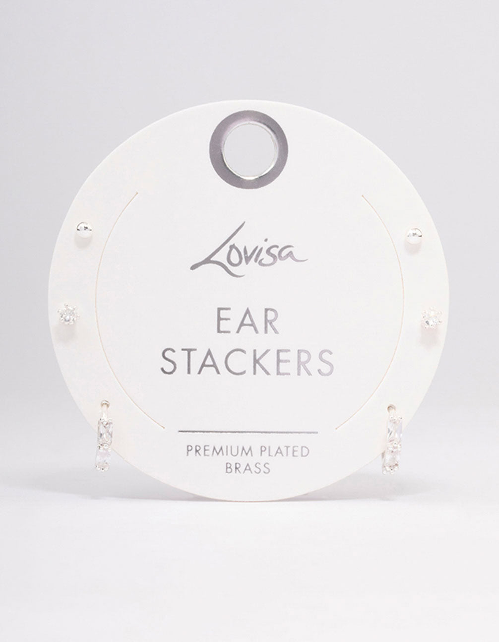 Silver Plated Brass  Baguette Huggie Earring 3-Pack