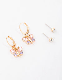 Gold Diamante Butterfly Stud Earring Pack - link has visual effect only
