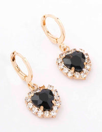Gold Diamante Heart Drop Huggie Earrings - link has visual effect only