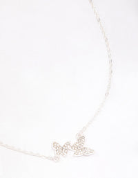 Silver Double Pave Butterfly Short Necklace - link has visual effect only