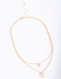 Gold Chain Heart Diamante Layered Necklace - link has visual effect only