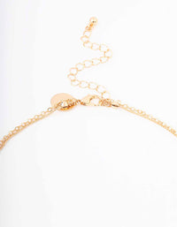 Gold Double Chain Flower Short Necklace - link has visual effect only
