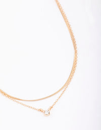 Gold Double Diamante Snake Chain Necklace - link has visual effect only