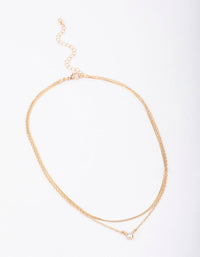 Gold Double Diamante Snake Chain Necklace - link has visual effect only
