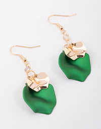 Green Diamante Iridescent Petal Drop Earrings - link has visual effect only