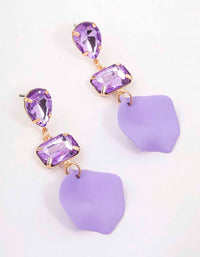 Lilac Pear & Rectangle Diamante Petal Drop Earrings - link has visual effect only