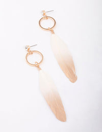 Gold Diamante Ring Feather Drop Earrings - link has visual effect only