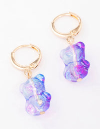 Gold Purple Ombre Gummy Bear Huggie Earrings - link has visual effect only