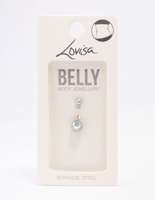 Surgical Steel Bezel Diamante Belly Ring