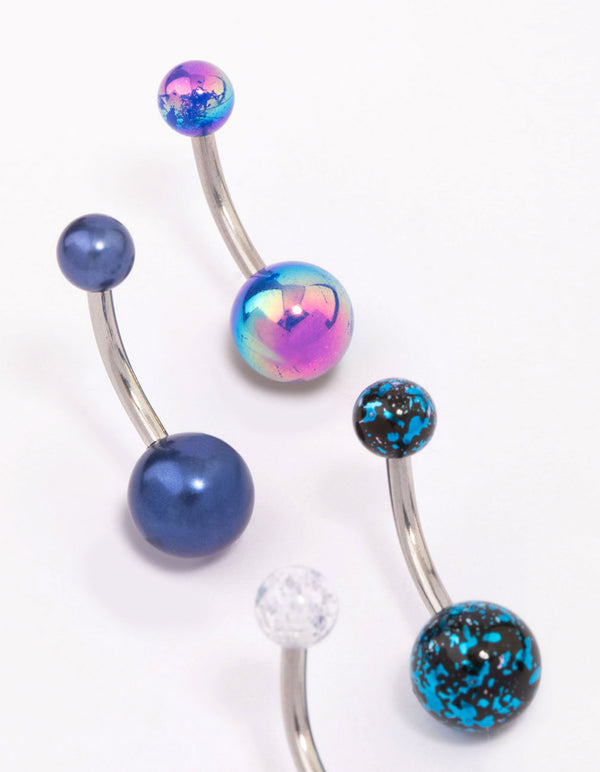 Surgical Steel Galaxy Ball Belly Piercing 4-Pack