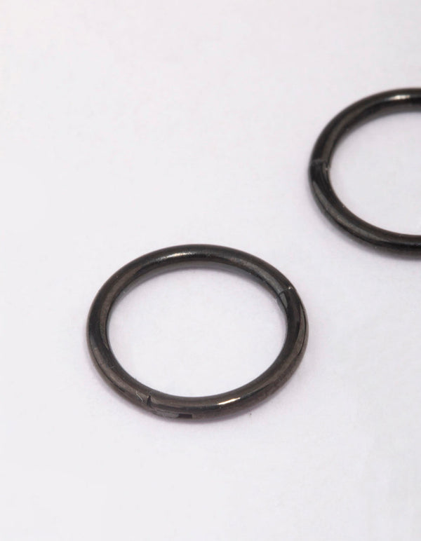 Black Surgical Steel Fine Sleeper Earrings 6mm