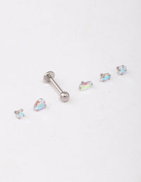 Surgical Steel Iridescent Cubic Zirconia Flat Back Pack - link has visual effect only