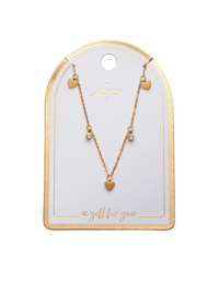 Waterproof Gold Plated Stainless Steel Diamante & Heart Necklace - link has visual effect only