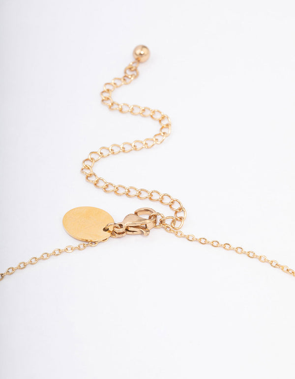 Waterproof Gold Plated Stainless Steel Diamante & Heart Necklace