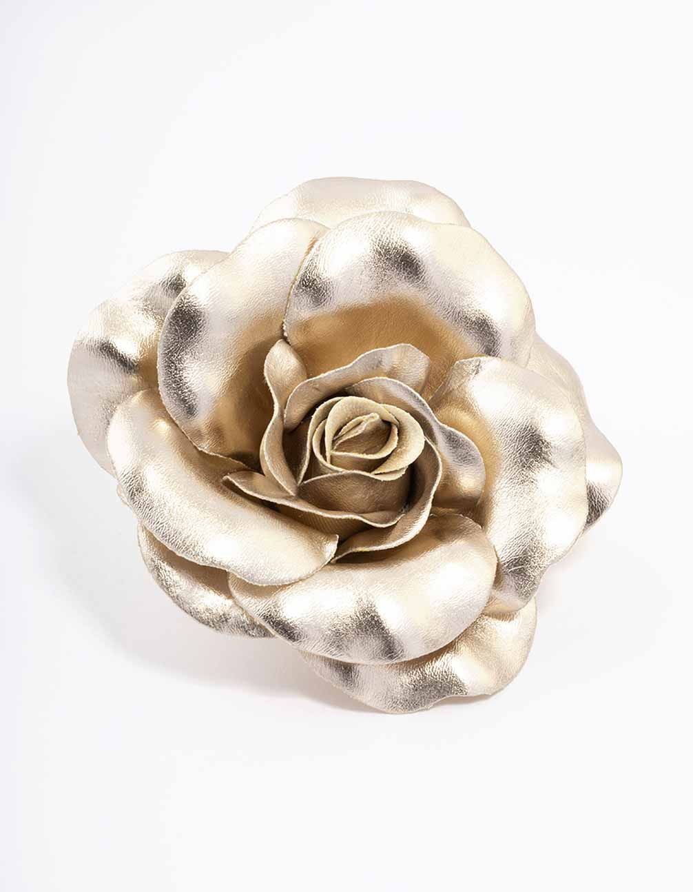 Silver Large Metallic Corsage Flower Hair Claw Clip