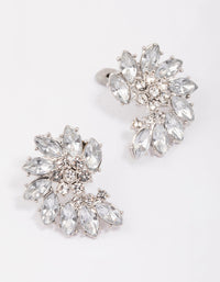 Silver Fan Marquise Diamante Stud Earrings - link has visual effect only