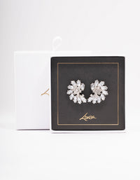 Silver Fan Marquise Diamante Stud Earrings - link has visual effect only